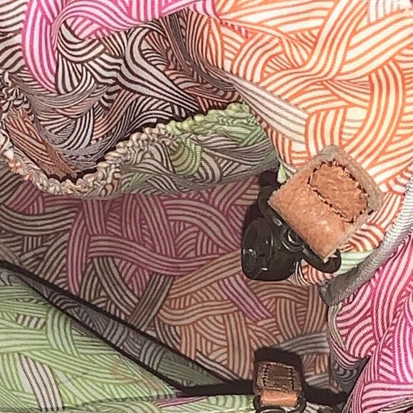 The Sak‎ Ventura Brown Canvas Leather Backpack Drawstring Tribal Aztec Womens - Picture 5 of 12